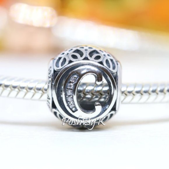 PANDORA Vintage Initial Letter C Charm 791847CZ - Picture 1 of 3